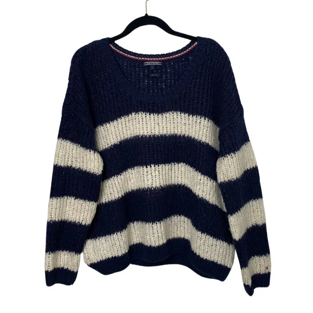 Tommy Hilfiger Women's Navy and White Striped Long Sleeve Sweater, Size Small - Picture 5 of 9